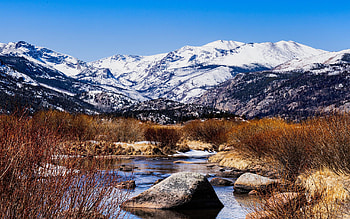 Rocky Mountains NP, Colorado, creek, sky, rocks, usa, stones HD wallpaper