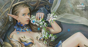 Elf girl, blue, frumusete, gorgeous, girl, elf, superb, fantasy, siyuan zhao, flower, luminos HD wallpaper