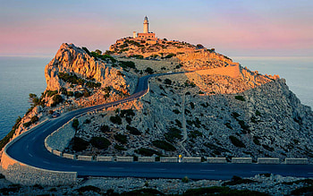 Cape Formentor sunset, Mountain landscape, Mediterranean sea HD wallpaper