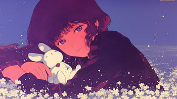Enchanting Retro Anime Girl, retro anime, purple anime, anime girl HD wallpaper