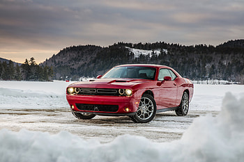 Dodge challenger, red muscle car HD wallpaper