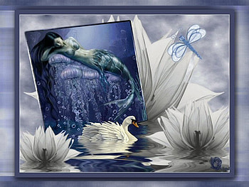 sea mermaid, sea, mermaid, fantasy, lotus HD wallpaper