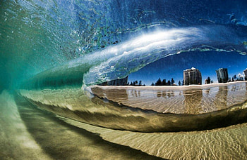 Underwater View through Wave, sea, sand, pacific, hawaii, beach, surf, breaker, view, underwater, wave, ocean, polynesia HD wallpaper