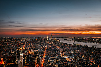 Cities, Sunset, Sky, Night City, Dusk, New York, Skyline, Get Dead HD wallpaper