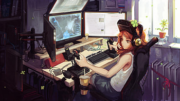 Anime Gamer Girl, anime-girl, anime, artist, artwork, digital-art HD wallpaper