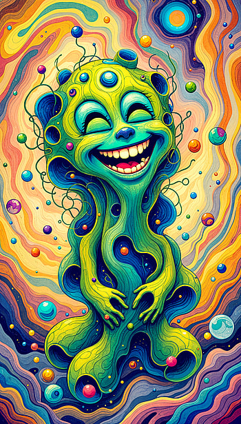 Laughing Alien: Vibrant for Joyful Vibes, alien, colorful, cartoon, whimsical HD phone wallpaper