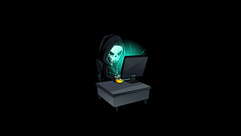 Skull Hacking Time , skull, hacker, hoodie, artist, artwork, digital-art, minimalism, minimalist, dark, black HD wallpaper