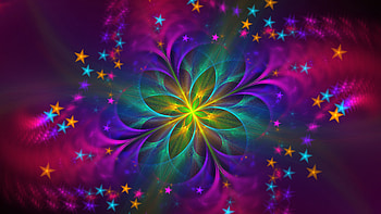 Abstract, Shining, Flower, Multicolored, Motley, Fractal, Digital HD wallpaper