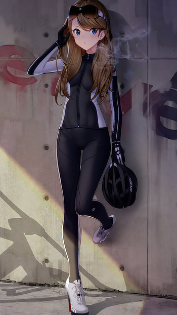 Anime girl with bike, Xperia , Premium backgrounds, Digital art HD phone wallpaper