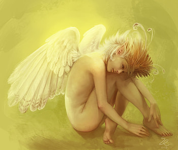 thoughts elsewhere, paradise, angel, thought HD wallpaper
