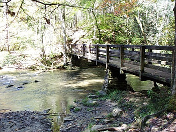 Creek along the Smokey Mountains, bridge, creek, water HD wallpaper