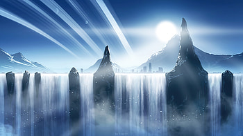 Waterfall Nature Digital Scenery , waterfall, artist, artwork, digital-art, deviantart HD wallpaper
