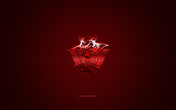 Cardiff Devils, Welsh hockey club, EIHL, red logo, red carbon fiber background, Elite Ice Hockey League, hockey, Cardiff, Wales, Cardiff Devils logo HD wallpaper