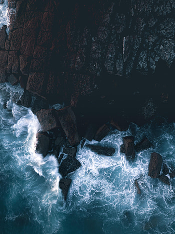 Nature, Stones, Sea, Rocks, View From Above, Foam HD phone wallpaper