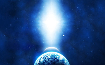 Universe, Sun, Stars, Moon, Shine, Light, Earth, Land, Planet HD wallpaper