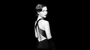 Gorgeous, actress, Emilia Clarke, BW HD wallpaper
