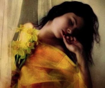 Yellow, girl, flowers, beauty HD wallpaper