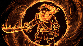 Fiery Space Pirate - Ultra, space pirate, pirate, fantasy, flame, sword HD wallpaper