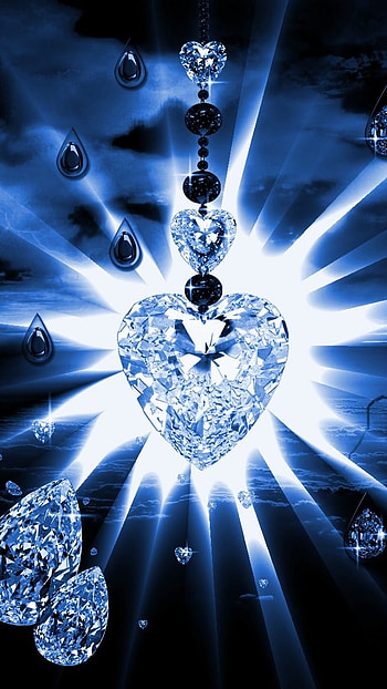 Blue Diamond, Heart Shape, Diamond HD phone wallpaper