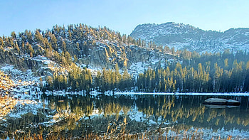 Walking on a dream, Dinkey Lakes Wilderness, California, water, mountains, snow, landscape, trees, usa HD wallpaper
