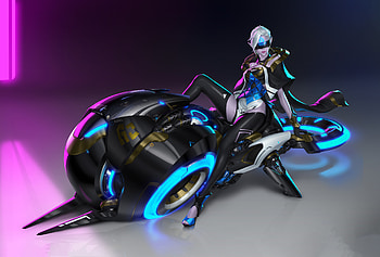 Cyber Big Bike Girl , artist, artwork, artstation HD wallpaper