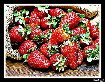 FRACTAL STRAWBERRIES, FRUIT, FRACTAL, ABSTRACT, STRAWBERRIES HD wallpaper