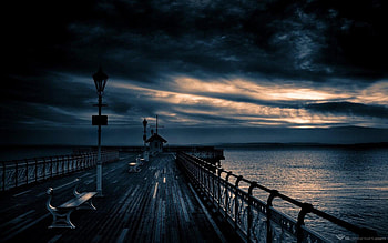 dawn on the deck, blue, dawn, deck HD wallpaper