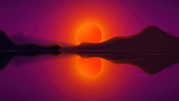 Sun In Mountians Reflection Digital Art , artist, artwork, digital-art HD wallpaper