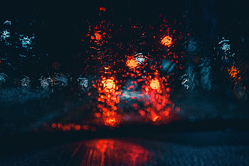 Glare, drops, surface, bokeh, lights HD wallpaper