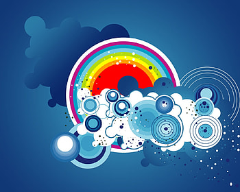 Abstract Circles, blue, circles, abstract, rainbow HD wallpaper