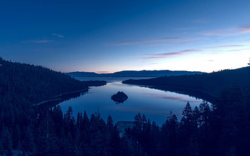 Lake Tahoe darkness, Mountain lake, Emerald Bay State Park, California HD wallpaper