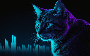 Neon Cat, neon, cat, blue, purple, futuristic HD wallpaper