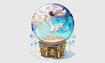 Anime girl, minimal, gift ball HD wallpaper