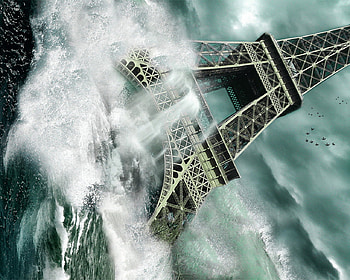2012 Paris, eiffel tower, paris, 2012, end, water, storm HD wallpaper