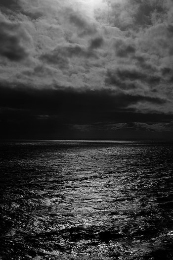 Sea, Night, Clouds, Horizon, Ripples, Ripple, Moonlight HD phone wallpaper
