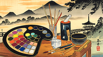 Color Palette Serenity: A Ultra, color palette, art supplies, painting, landscape, palette HD wallpaper