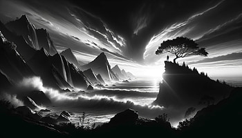 Inspirational Mountain Peak Solitude -, inspiration, landscape, Black & White, mountain, silhouette HD wallpaper
