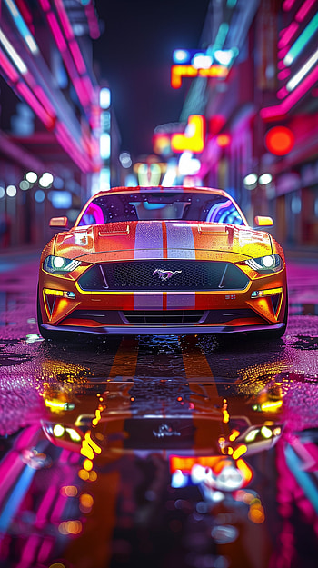 Neon Nights Ford Mustang, Ford Mustang HD phone wallpaper