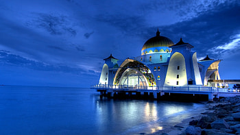 Mosque, Religious, Malacca Straits Mosque, Malacca, Malaysia, Mosques HD wallpaper