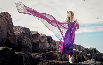 Beauty, summer, wind, pink, model, girl, scarf, woman HD wallpaper