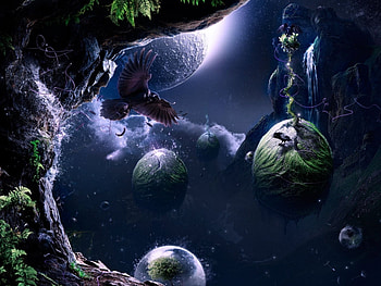 Birds, Fantasy, Art, Planets HD wallpaper