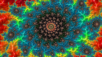 Trippy Psychedelic Fractal, colorful, colors, artistic, blue, red, Abstract, fractal, abstract blue HD wallpaper