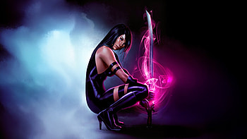 Purple Warrior Psylocke In Combat, psylocke, superheroes, artwork, art, digital-art, deviantart HD wallpaper