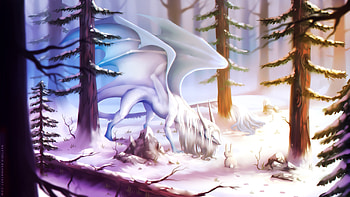 When White Dragon Meets Cute Rabbit, dragon, rabbit, artist, artwork, digital-art, deviantart HD wallpaper