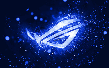Rog dark blue logo, , dark blue neon lights, Republic Of Gamers, creative, dark blue abstract background, Rog logo, Republic Of Gamers logo, Rog HD wallpaper