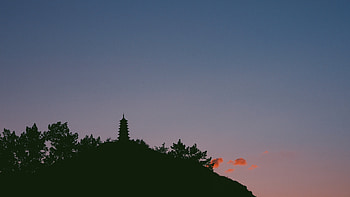 Sky, Dark, Silhouette, Tower, Temple HD wallpaper