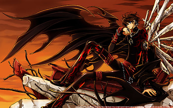 Another Demon has arrive, blue, wings, black, short, eyes, tsubasa reservoir chronicle wings, clamp, kamui, anime, scenic, cool, clouds, sky, hair, male, tokyo revelations HD wallpaper