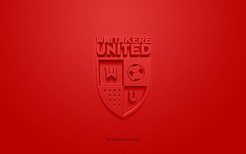 Waitakere United, creative 3D logo, red background, New Zealand Football Championship, 3d emblem, NZFC, New Zealand Football Club, Waitakere City, football, Waitakere United 3d logo HD wallpaper