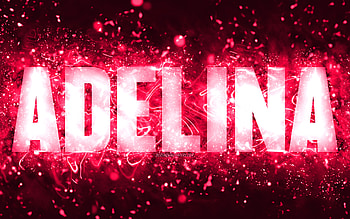 Happy Birtay Adelina, , pink neon lights, Adelina name, creative, Adelina Happy Birtay, Adelina Birtay, popular american female names, with Adelina name, Adelina HD wallpaper
