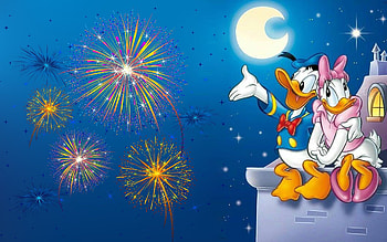 Daisy Duck, Romantic evening, Full moon, Mobile HD wallpaper